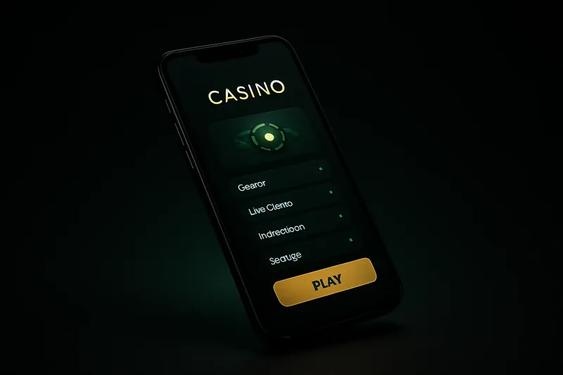 Modern smartphone showing dark premium casino app with green accents